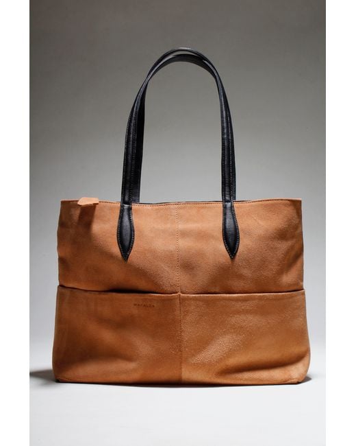 Mafalda Natural Neutrals Valentina Camel Suede Tote Bag