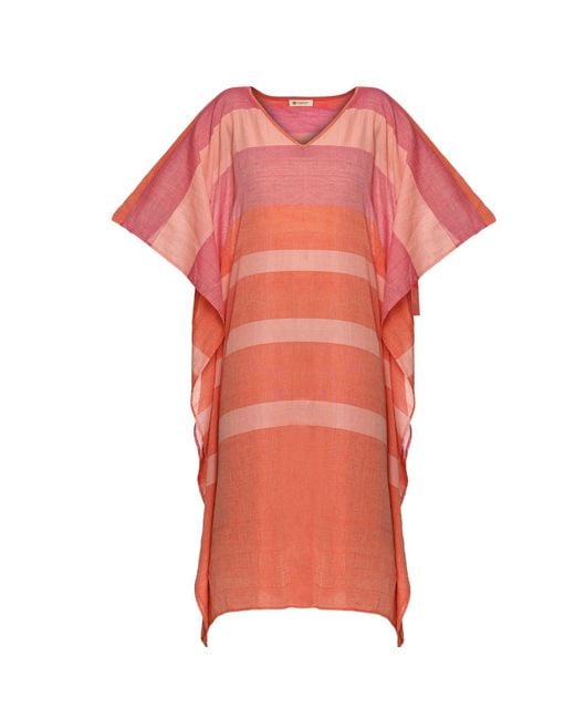 Heritagemoda Pink Sheer Cotton Kaftan Dress – Lightweight & Breezy Resort Wear