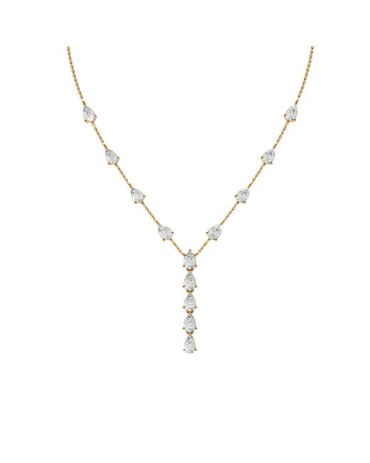 Aya Fine Jewelry Metallic Rose 2.43 Ctw Pear Cut Lab Diamond Y Necklace