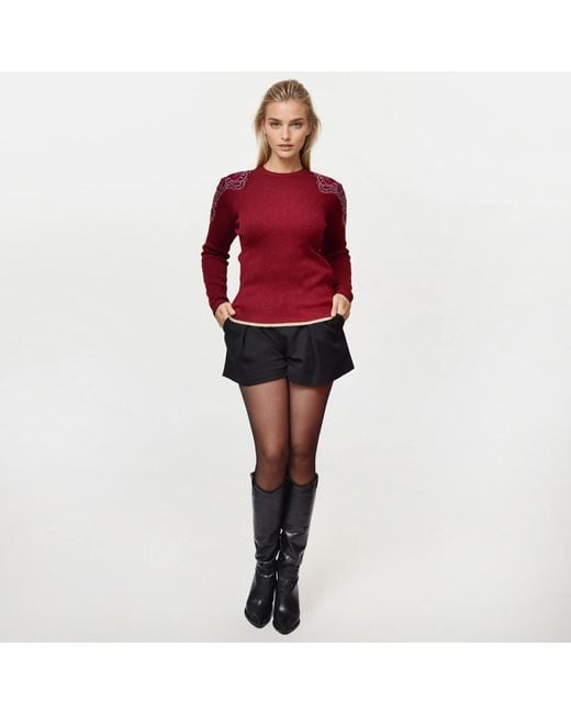 Otthie Purple Christmas Burgundy Embellished Knit Jumper