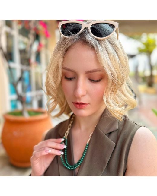 Farra Green Malachite Double Layers Chain Chic Necklace