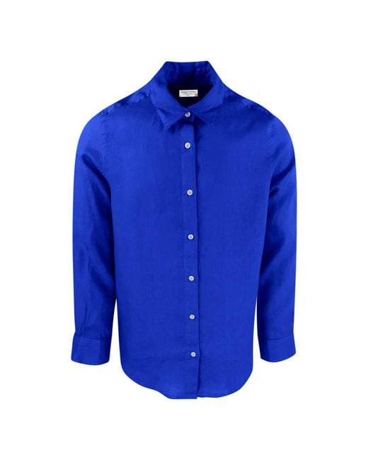 Haris Cotton Blue Linen Basic Long-Sleeved Shirt for men