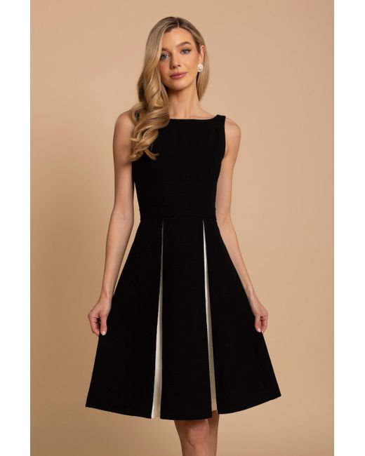 Santinni Black 'Poise' Wool Dress With Silk Taffeta