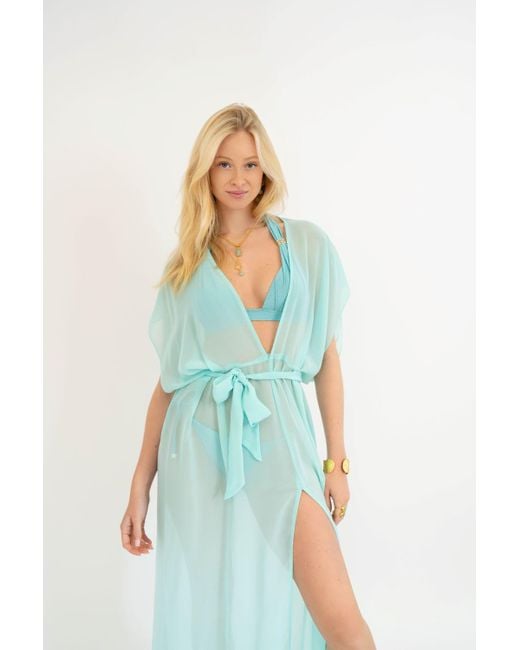 Leyla Maya Ltd Green Sophia Sheer Long Beach Dress