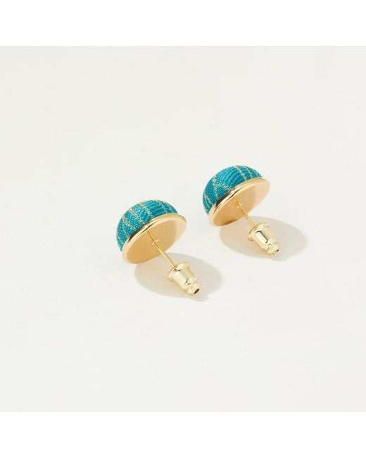 Soft Strokes Silk Blue Pure Silk Brocade Earrings