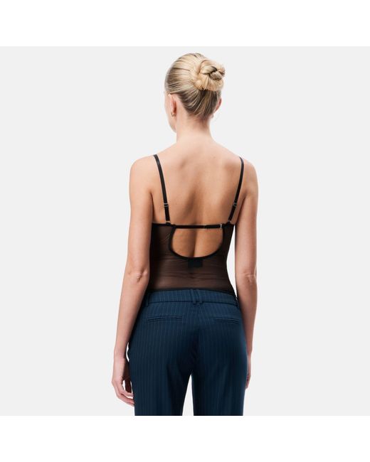 OW Collection Black Sivara Mesh Corset Top