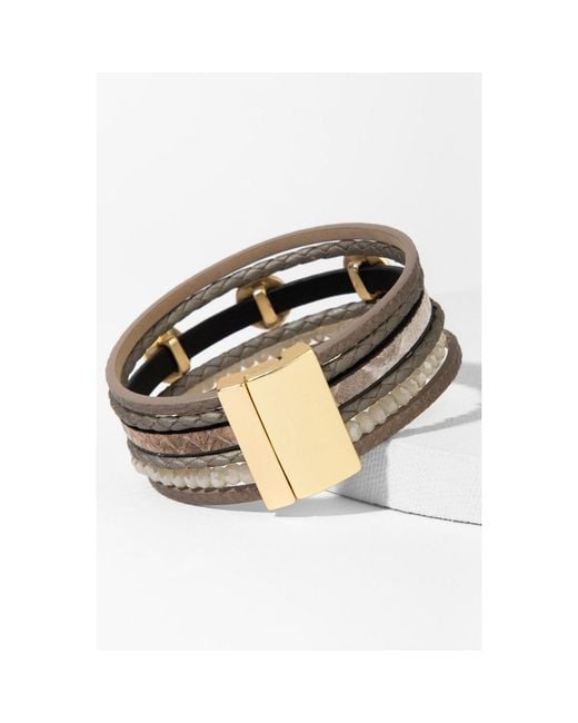 Saachi Metallic Leather Medallion Multi Strand Sienna Bracelet