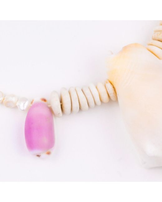 Oana Savu Pink Beach Summer Holiday Necklace Sea Shells Pendant Pearls