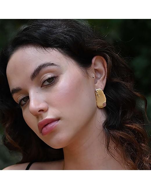 Rare Matters Jewelry Metallic Organic Harmony Strawberry Quartz Earrings