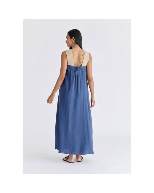 Paisie Blue Cross Strap Halterneck Maxi Dress
