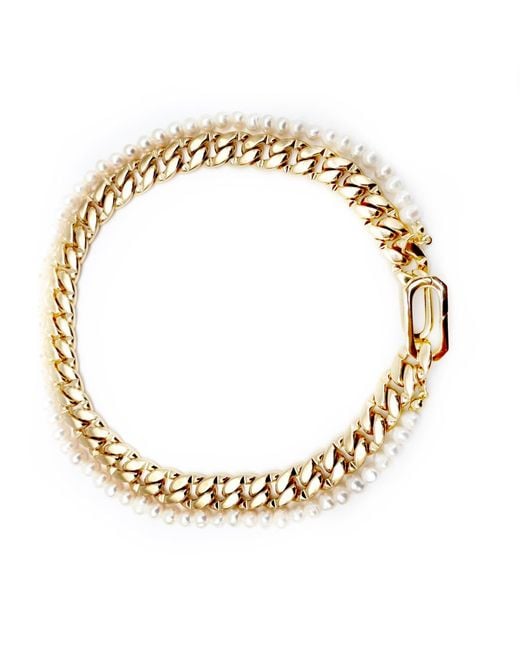 Persia Dona Jewelry Metallic Chain & Pearls Choker Necklace