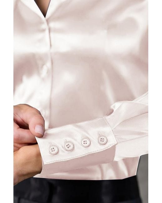 Madison / Savile White Ivory Haven Fitted Satin Shirt