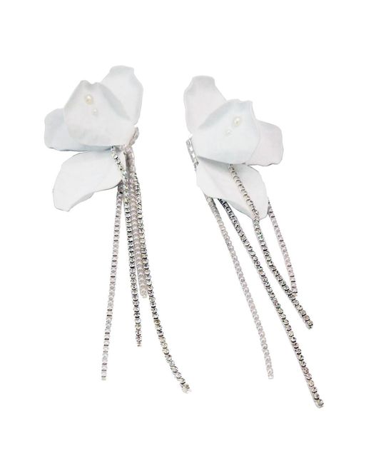 Laura Daili White Orchid Statement Earrings