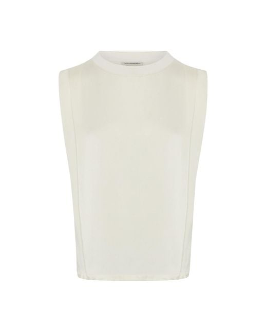The Summer Edit White Dani Sandwashed Silk T-Shirt