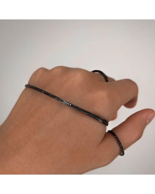 SALLY SKOUFIS Black Naked Palm Cuff With Made Diamonds