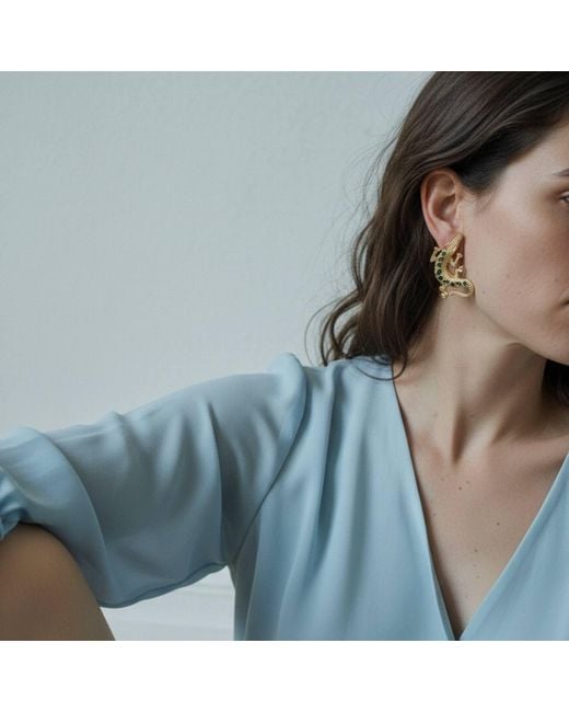 Silver & Elegant Co. Metallic The Emerald Croc Studs