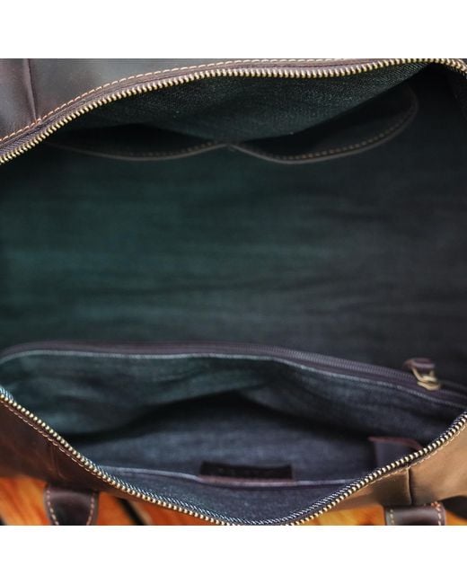 Touri Brown Leather Weekend Bag With Suit Compartment for men
