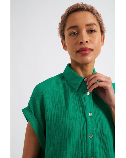 Louche Green Abinaya Double Gauze Short Sleeved Shirt