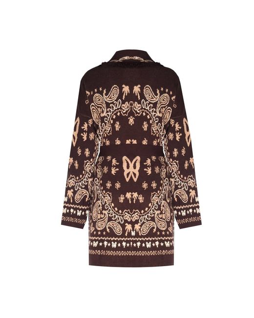 LOVEIST STORE Brown Caprica Jacquard Long Cardigan – Modern Boho Luxury Knit