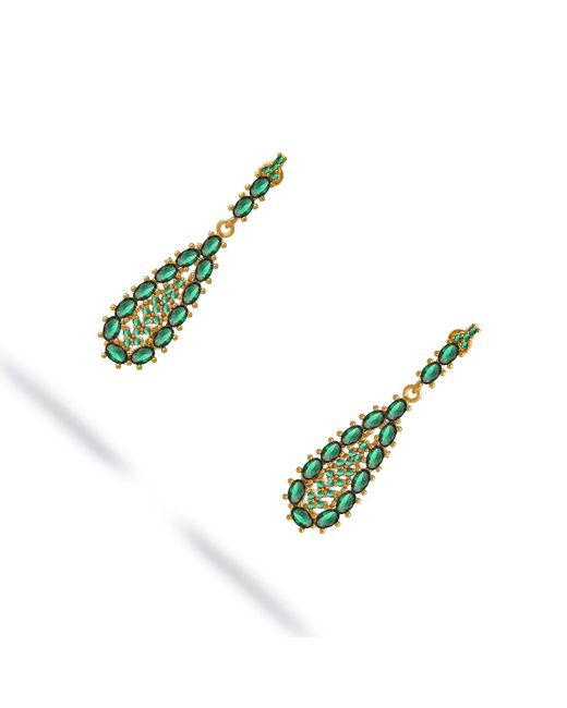 Ebru Jewelry Green Queen's Grace Emerald Drop Earrings