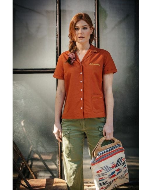 &SONS Trading Co Orange Damsons Double Bowling Shirt Burnt