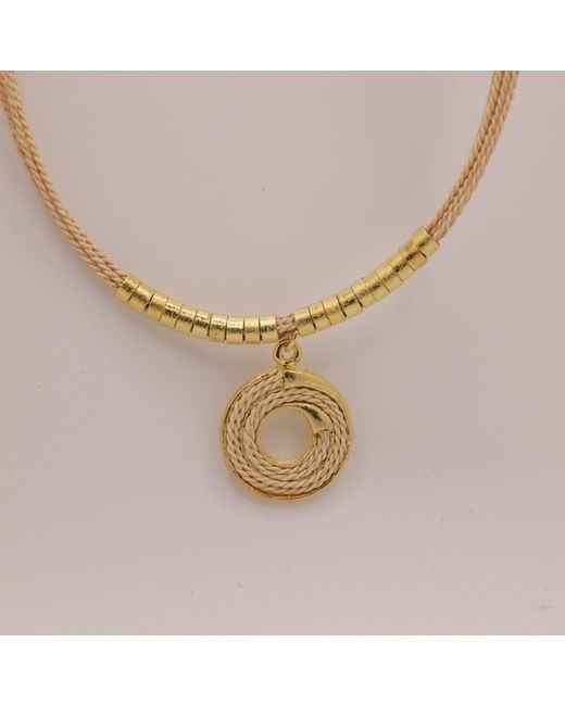 Nart Nature Making Art Metallic The Spiral Buriti Natural Fiber Necklace
