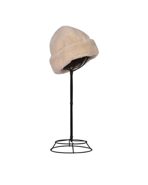 Owen Barry Natural Neutrals Sheepskin Hat Cream Beanie