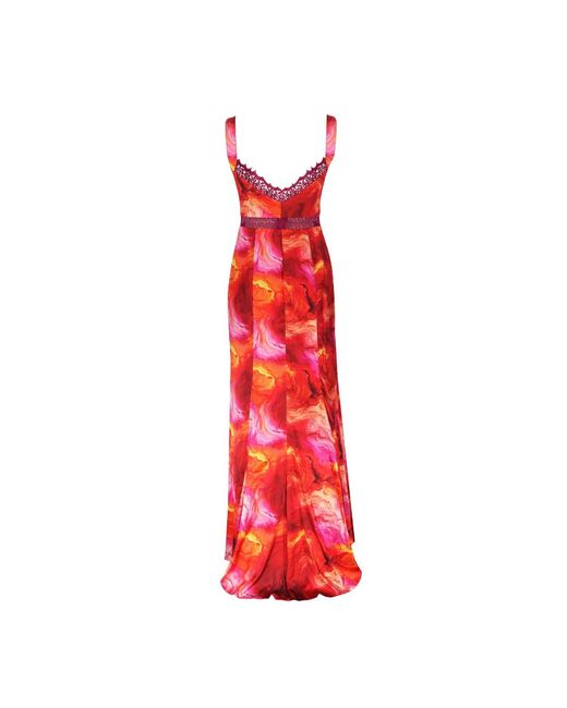 NALÈ Red Spring Anna Lace Insert Maxi Floral Sleeveless Dress