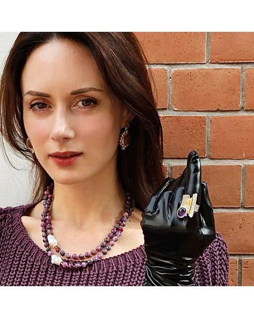 Farra Purple Amethyst Stone Statement Ring