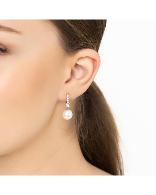 Latelita London White Serenity Pearl Hoop Earrings
