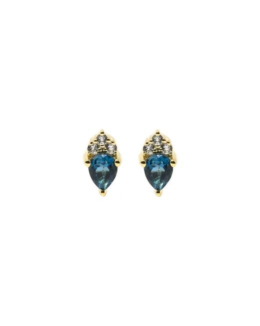 NASI SILVER Blue Pear Drop Atarah Studs- Topaz & Topaz