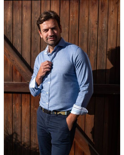 Koy Clothing Blue Cotton-Merino Shirt for men