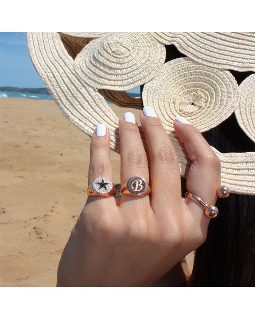 LINYA JEWELLERY Metallic Star Signet Pinky Ring
