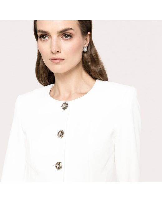 Nissa White Fitted Suit Jacket