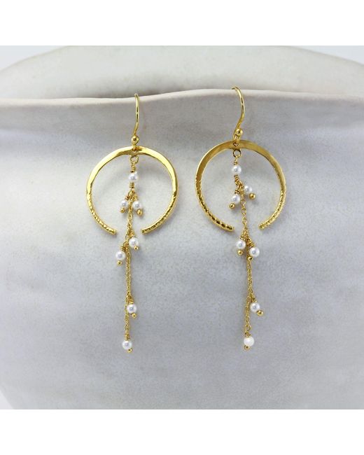 Isla Silver Metallic Handmade Moonlight Pearl Drop Earrings