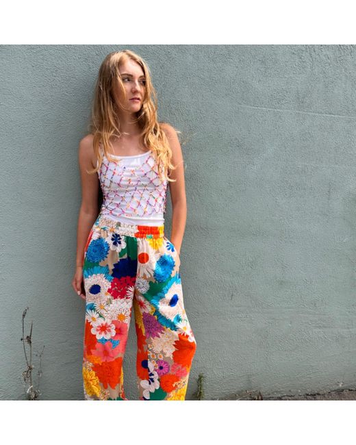 Meghan Fabulous White 'Far Out Flower Pants