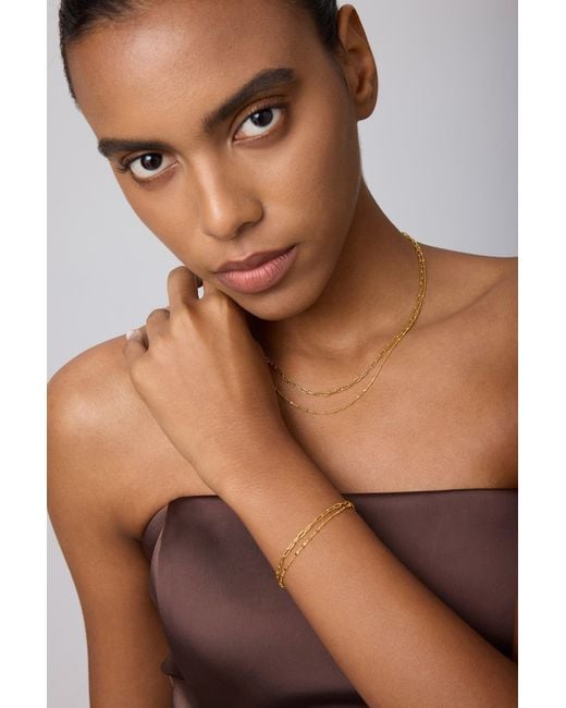 Vanhi Metallic Mini Paperclip Double Chain Necklace