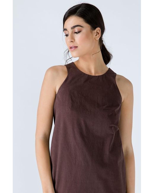 Conquista Brown Sleeveless Sack Dress