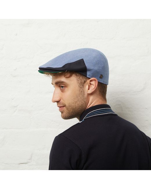 Dasmarca Hats Blue Dasmarca Brody Aqua Cotton Summer Flat Cap With Bright Coloured Under Peak for men