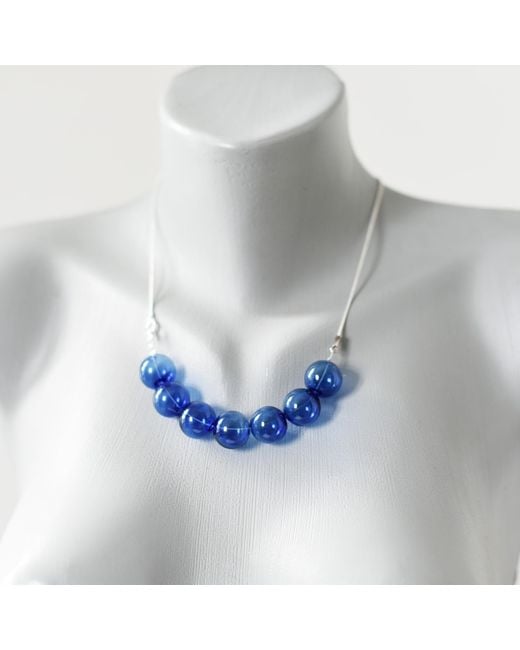 Laura Daili Blue Azure Dream – Hand-Blown Glass Necklace