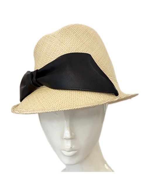 Misa Harada Millinery Black Neutrals Sandy Natural Panama Straw Hat