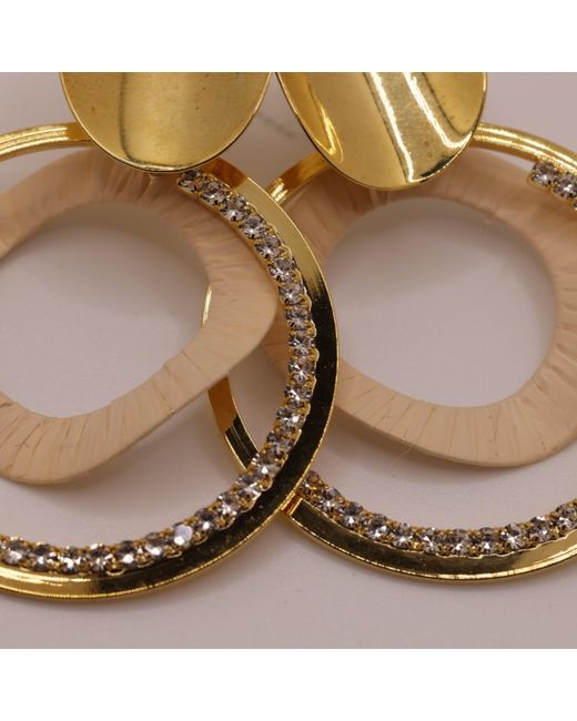 Nart Nature Making Art Metallic The Shiny Arch Buriti Natural Fiber Earrings