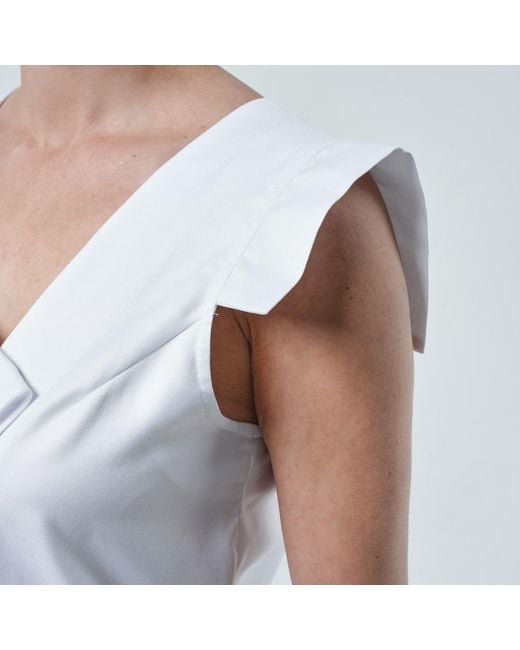 Metamorph Blue Asymmetrical Buttoned Top