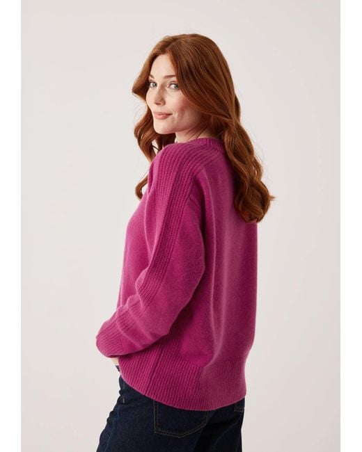 Loop Cashmere Pink Cashmere Longline Crew Neck Sweater