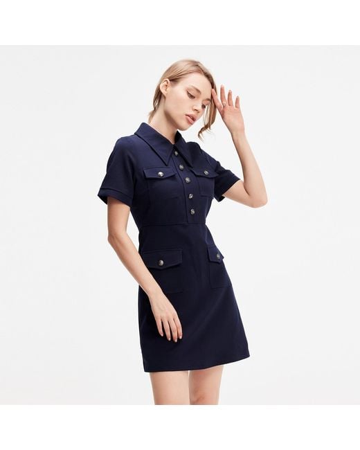 Smart and Joy Blue Safari Style Short Dress