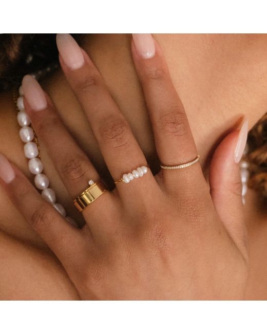 Mickey's Girl Metallic Petite Pearl Waterproof Ring