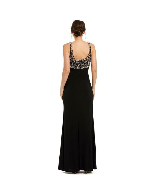 Mac Duggal Black Sleeveless Scoop Neck Embellished Jersey Gown