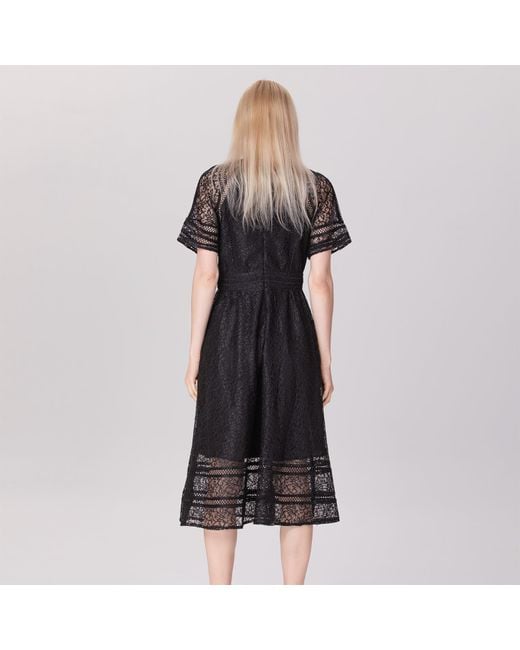 Smart and Joy Black All-Lace Flared Dress And Trims