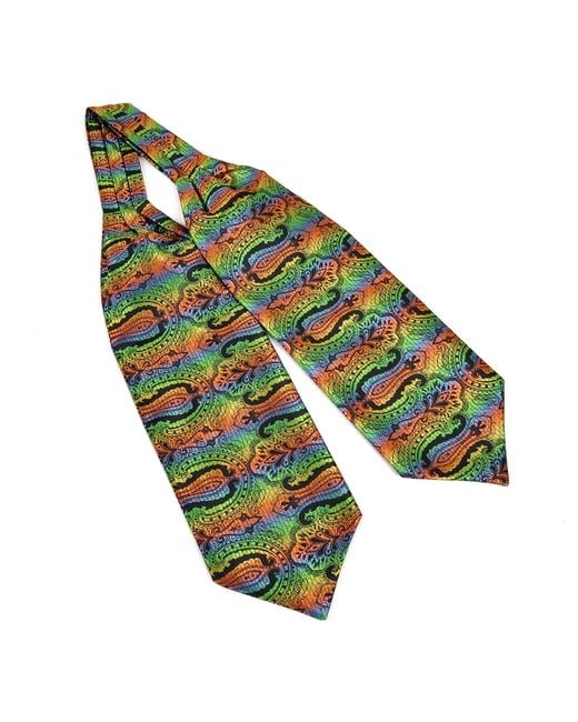 DAVID WEJ Green Self Tie Paisley Cravat – Multicolored for men