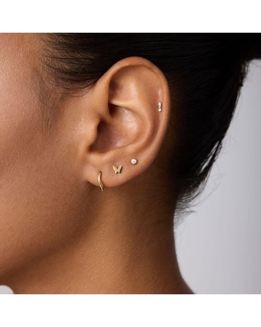 Vanhi Metallic 14K Solid Bezel Set Lab-Grown Diamond Screw Flat Back Stud